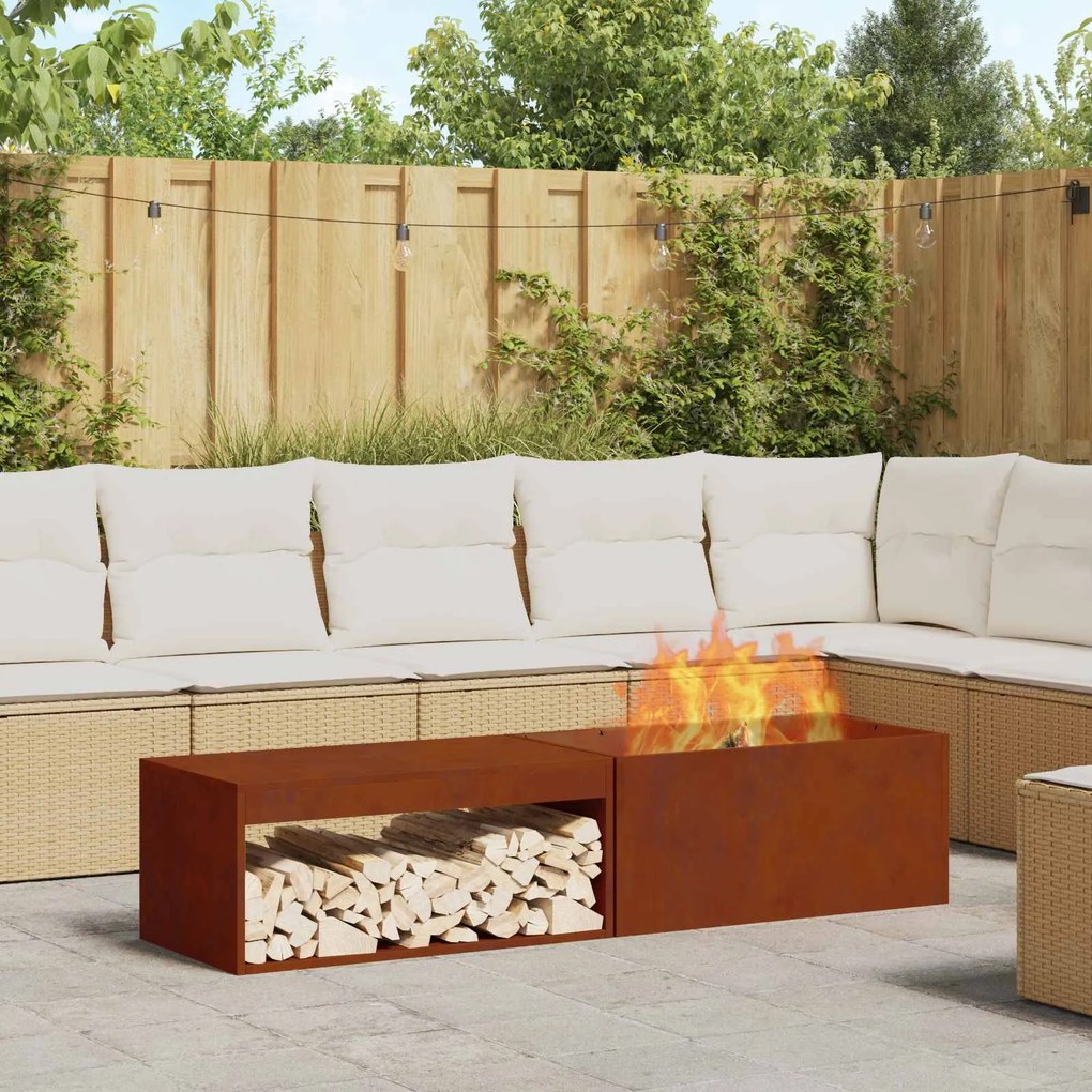 vidaXL Fire Pit Castanho 160 x 45 x 35 cm Aço