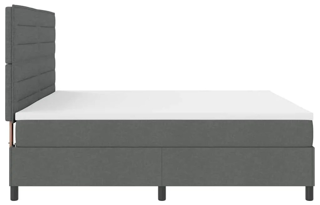 Cama Box com Colchão Cinza Escuro 200x200 cm Tecido