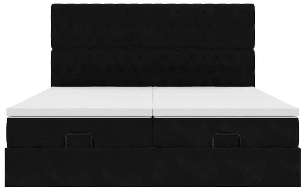 Estrutura de cama otomana com colchões 160x200 cm veludo preto