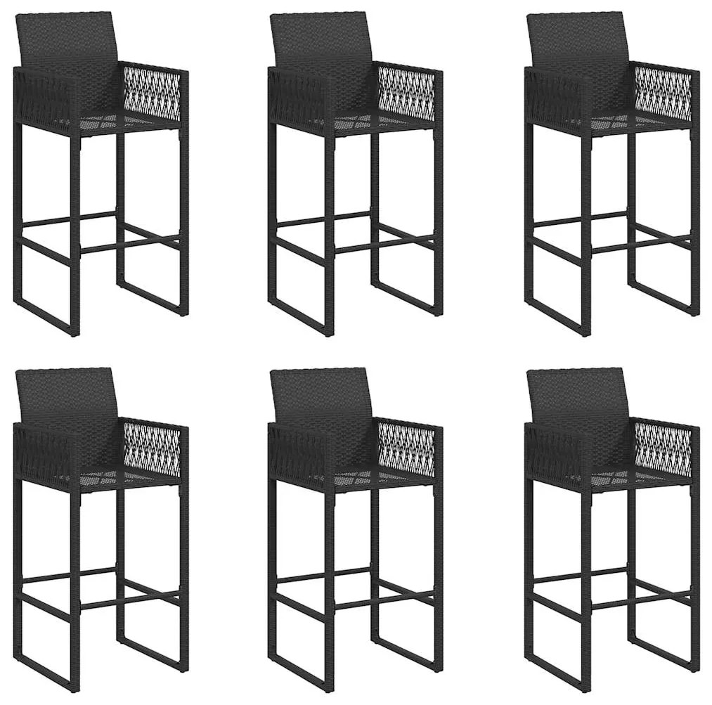 7 pcs conj. de bar jardim sem almofadões vime PE/acácia preto