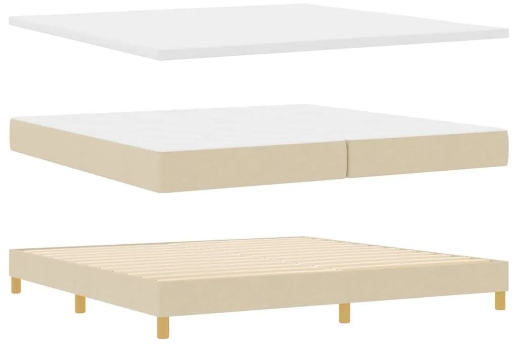 Cama Box com Colchão Creme, 200 x 200 cm, Tecido
