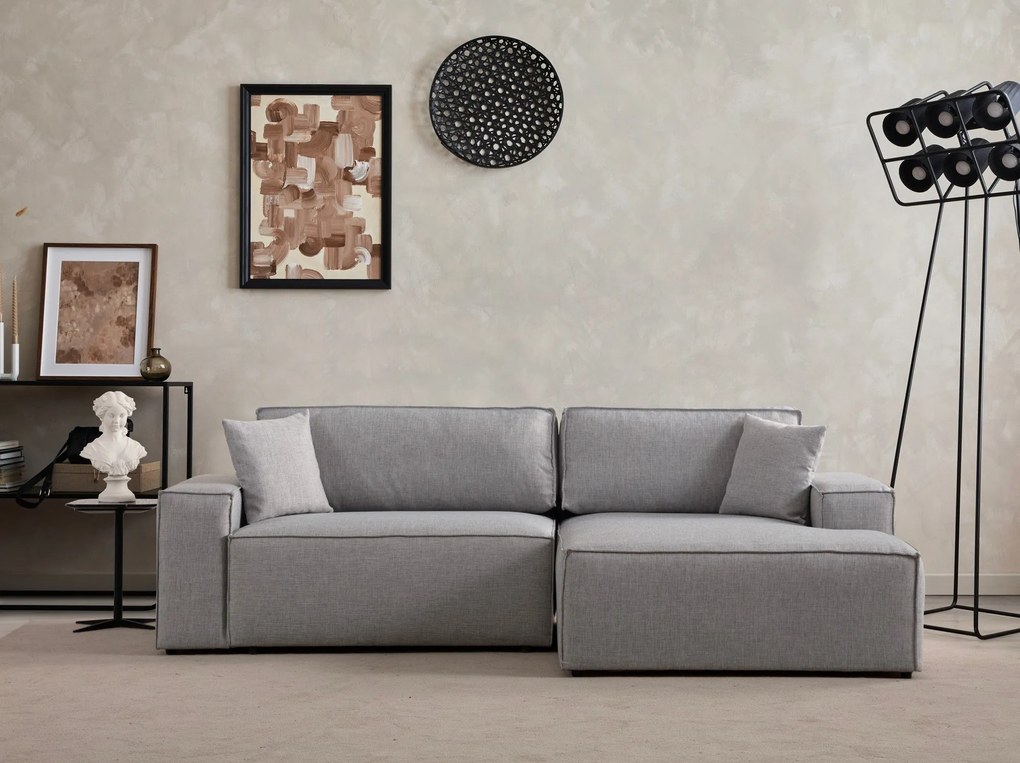 **** Sofá-Cama de Canto Pırlo – Cinzento Claro – 260x78x170 cm

**