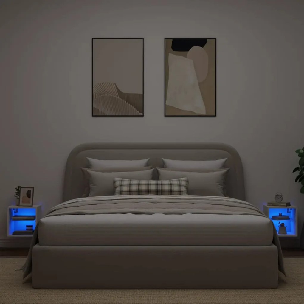 Móveis de parede p/ TV com luzes LED 2 pcs 30x28,5x30 cm branco