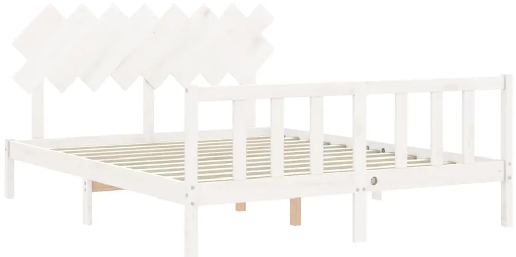 Cama sem colchão 160x200 cm madeira de pinho maciça branco