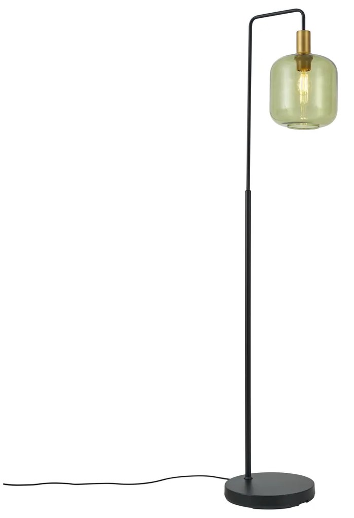 Candeeiro de Pé Hotel Chic Preto e Dourado com Vidro Verde - Zuzanna