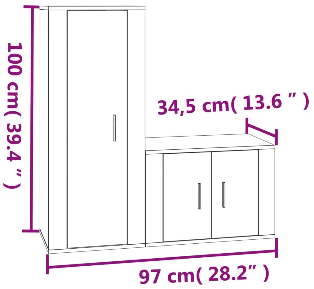 2 pcs conjunto móveis de TV derivados de madeira branco