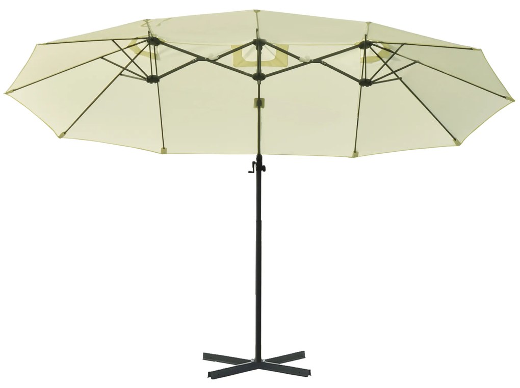 Outsunny Chapéu de Sol Duplo Inclinável para Jardim Terraço Chapéu de Sol Excêntrico à Manivela com 12 Hastes de Aço 270x440x250cm Bege
