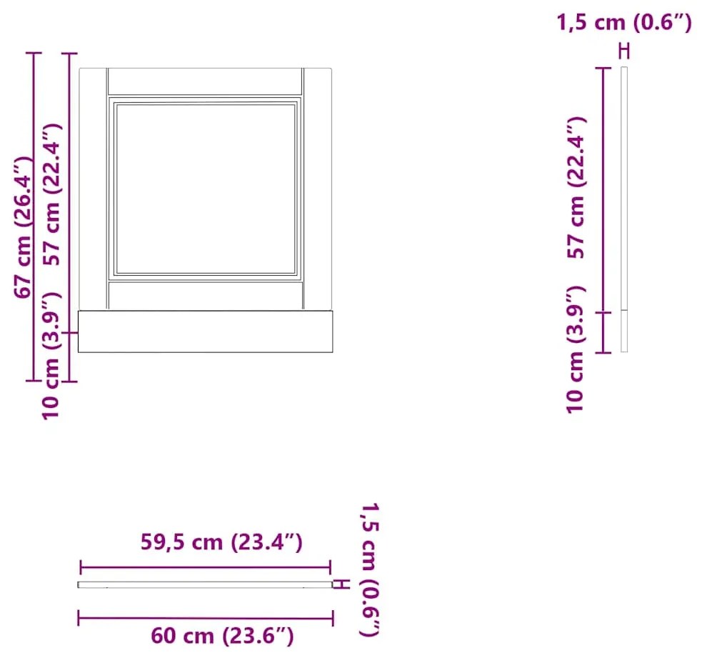 Painel máquina lavar louça Porto carvalho castanho 60x1,5x67 cm