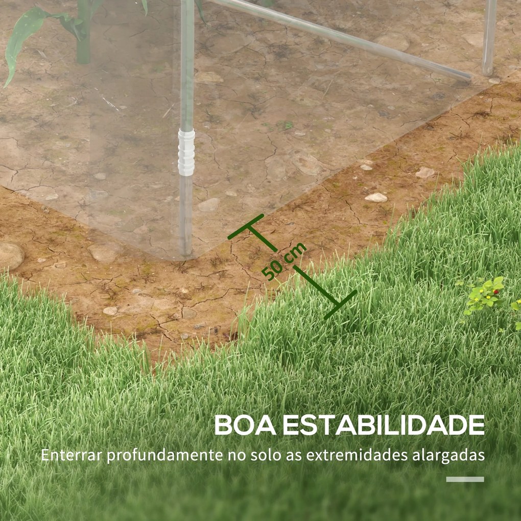 Estufa de Túnel 4x3x2 m Estufa de Jardim com 2 Portas Estufa para Horticultura com Teto Arredondado Transparente