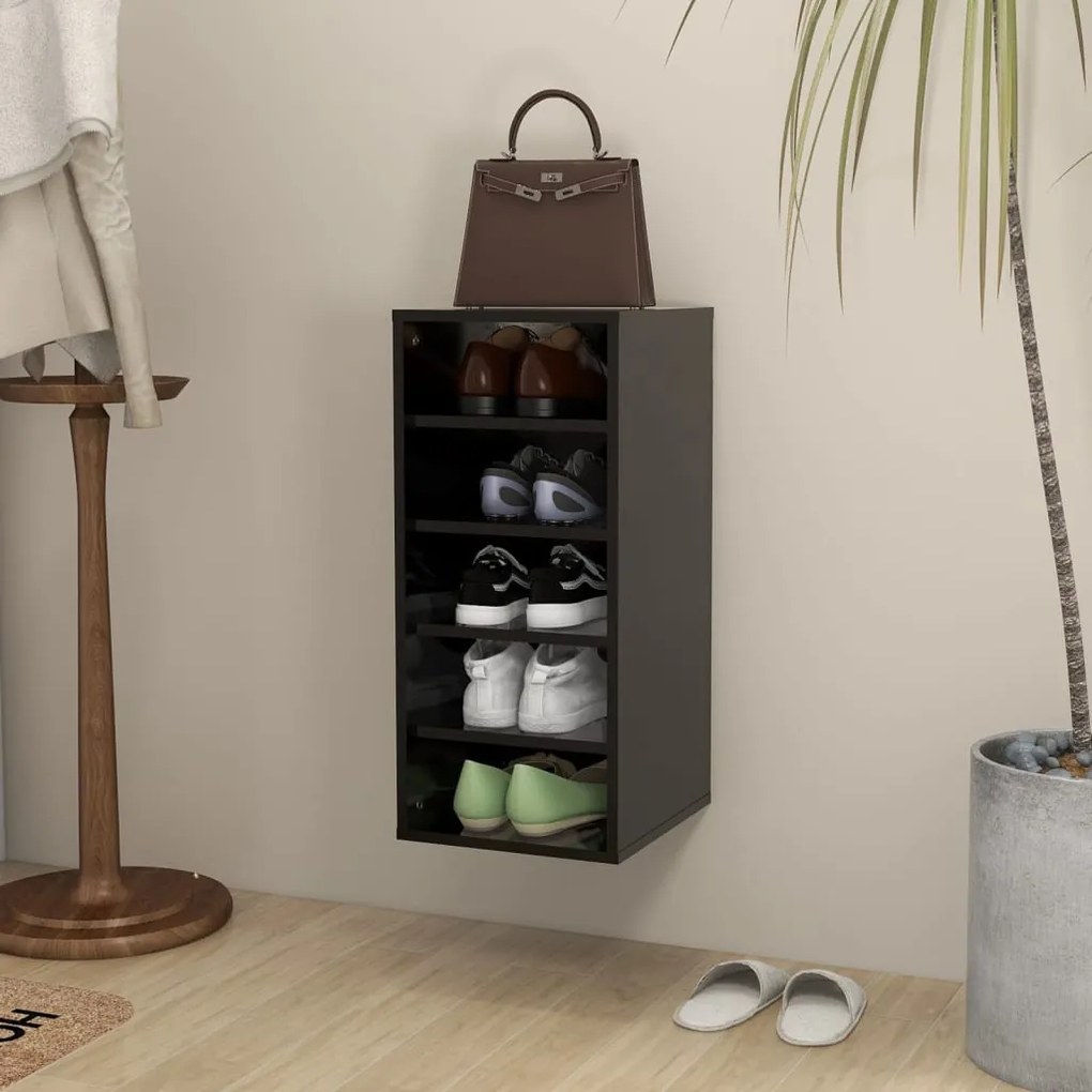 vidaXL Armário para sapatos 31,5x35x70 cm contraplacado preto