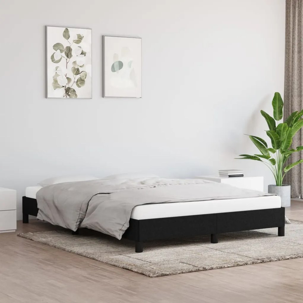 vidaXL Estrutura de cama sem colchão 140x190 cm tecido preto