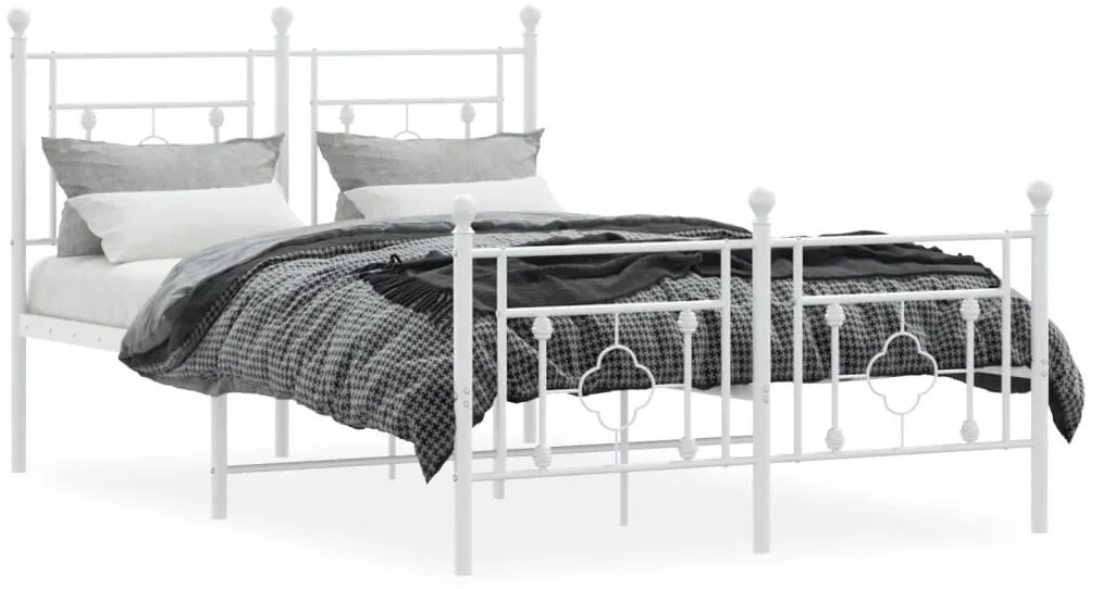 Estrutura de cama com cabeceira e pés 120x190 cm metal branco