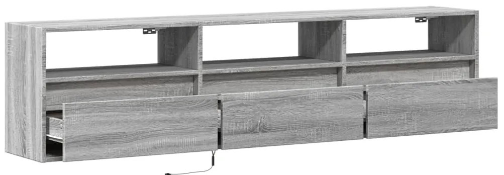 Móvel de parede p/ TV c/ luzes LED 180x31x45 cm cinzento sonoma