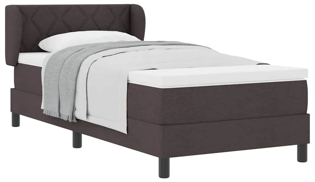 Cama Box Spring vidaXL com Colchão Marrom Escuro 100x200 cm Tecido