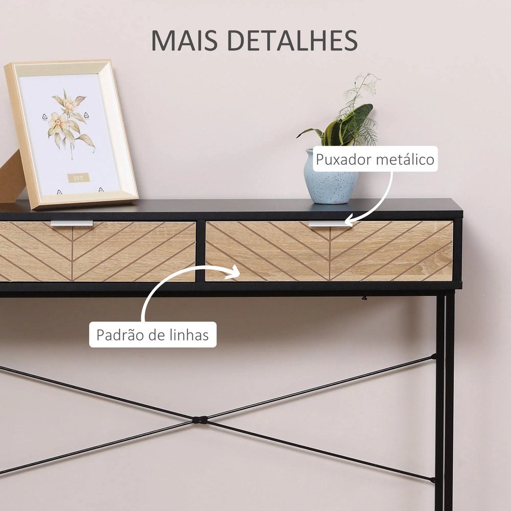 Mesa Consola 100x30x75cm Mesa de Entrada Moderno com 2 Gavetas de Arma