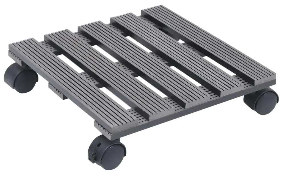Suportes com rodas para vasos 2 pcs 30x30x7,5 cm WPC cinzento