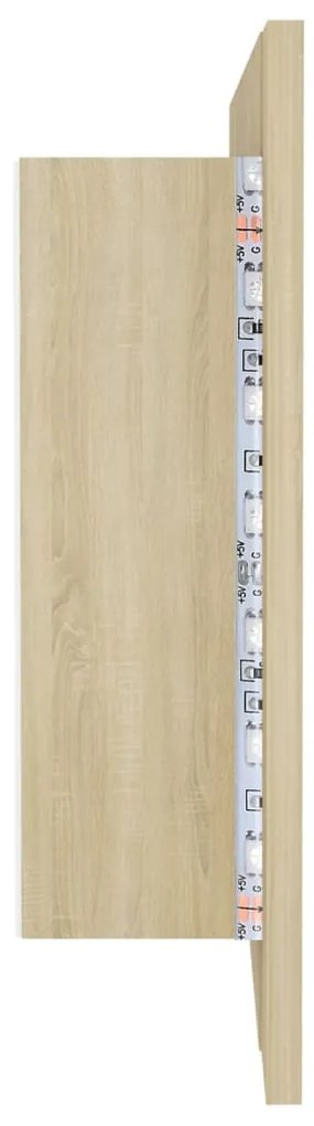 Armário espelhado casa de banho LED acrílico carvalho sonoma