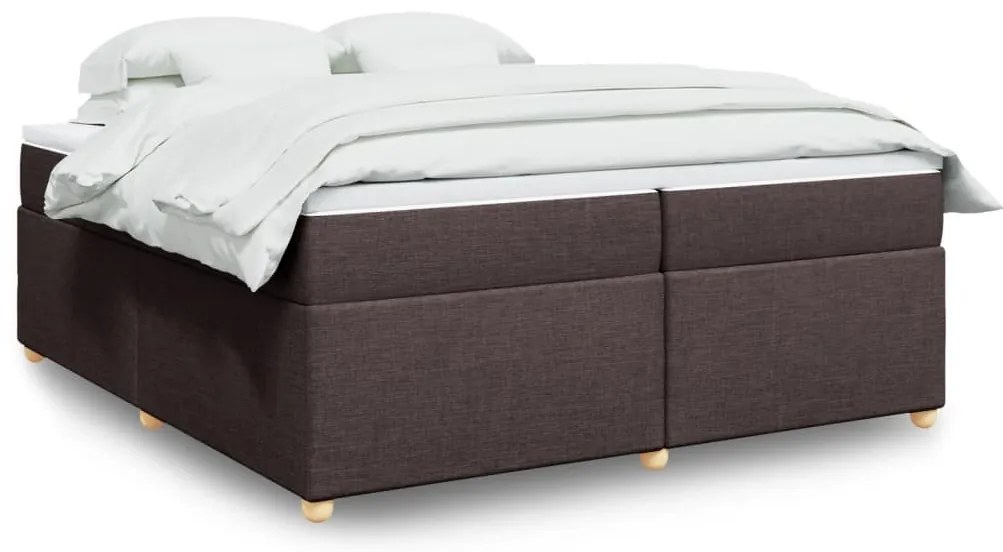 Cama com molas/colchão 200x200 cm tecido castanho-escuro