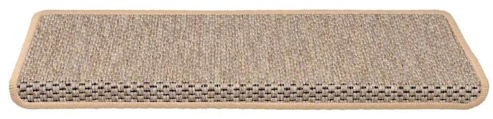Tapetes escada adesivos aspeto sisal 30pcs 65x21x4cm bege-claro