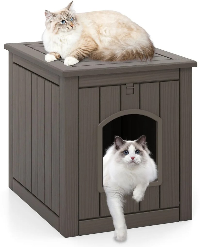 Móvel Caixa Areia para gatos interior e exterior 60 x 47 x 54,5 cm com recinto para caixa de areia (NÃO INCLUIDA), porta frontal rebatível Castanha