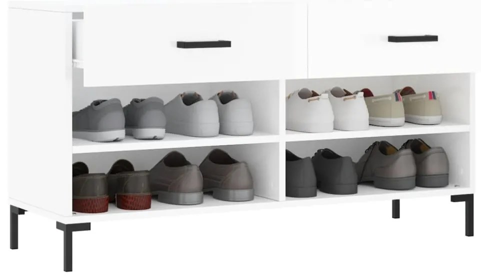 Banco sapateira 102x35x55 cm derivados madeira branco brilhante
