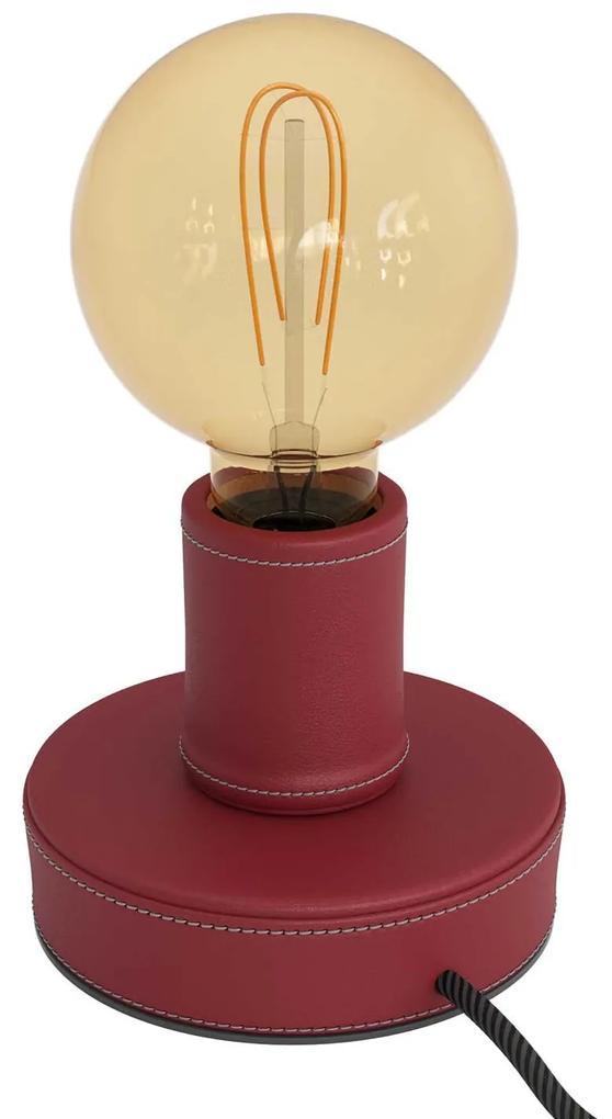 Posaluce Leather, our table lamp in leather complete with fabric cable, switch and 2-pin plug - Burgundy Não