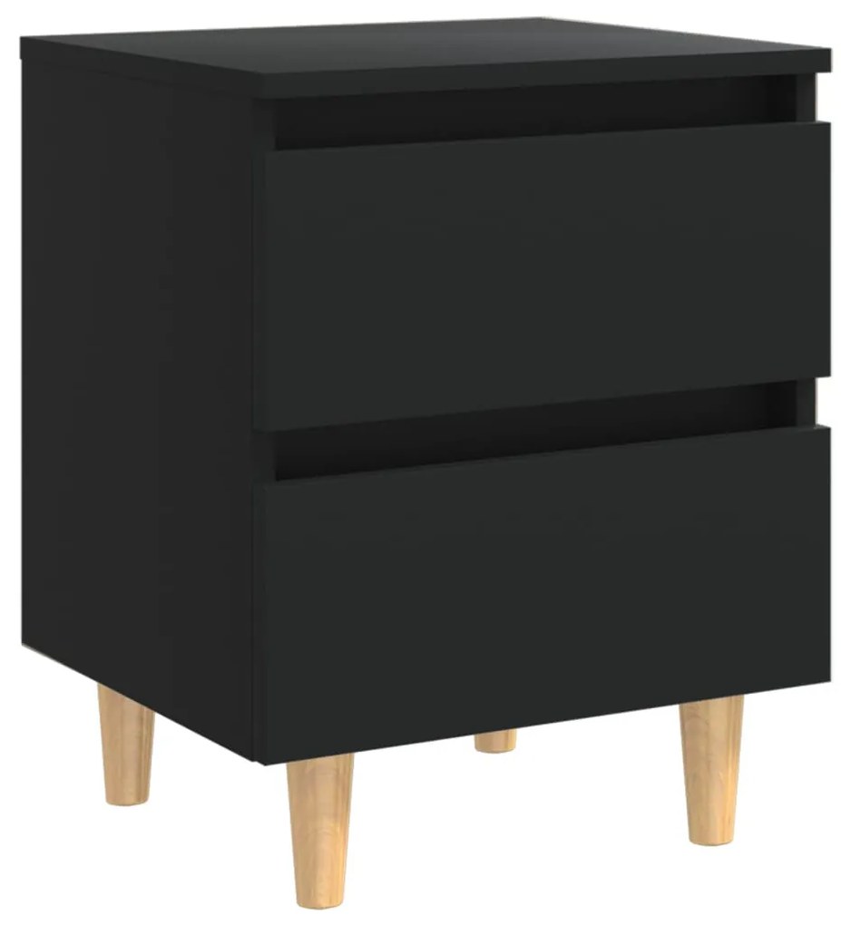 Mesas de cabeceira 2 pcs c/ pernas de pinho 40x35x50 cm preto