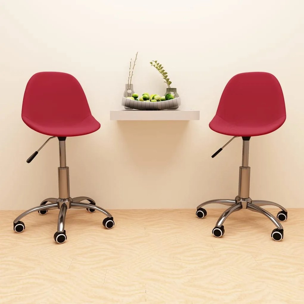 vidaXL Cadeiras de jantar giratórias 2 pcs tecido vermelho tinto
