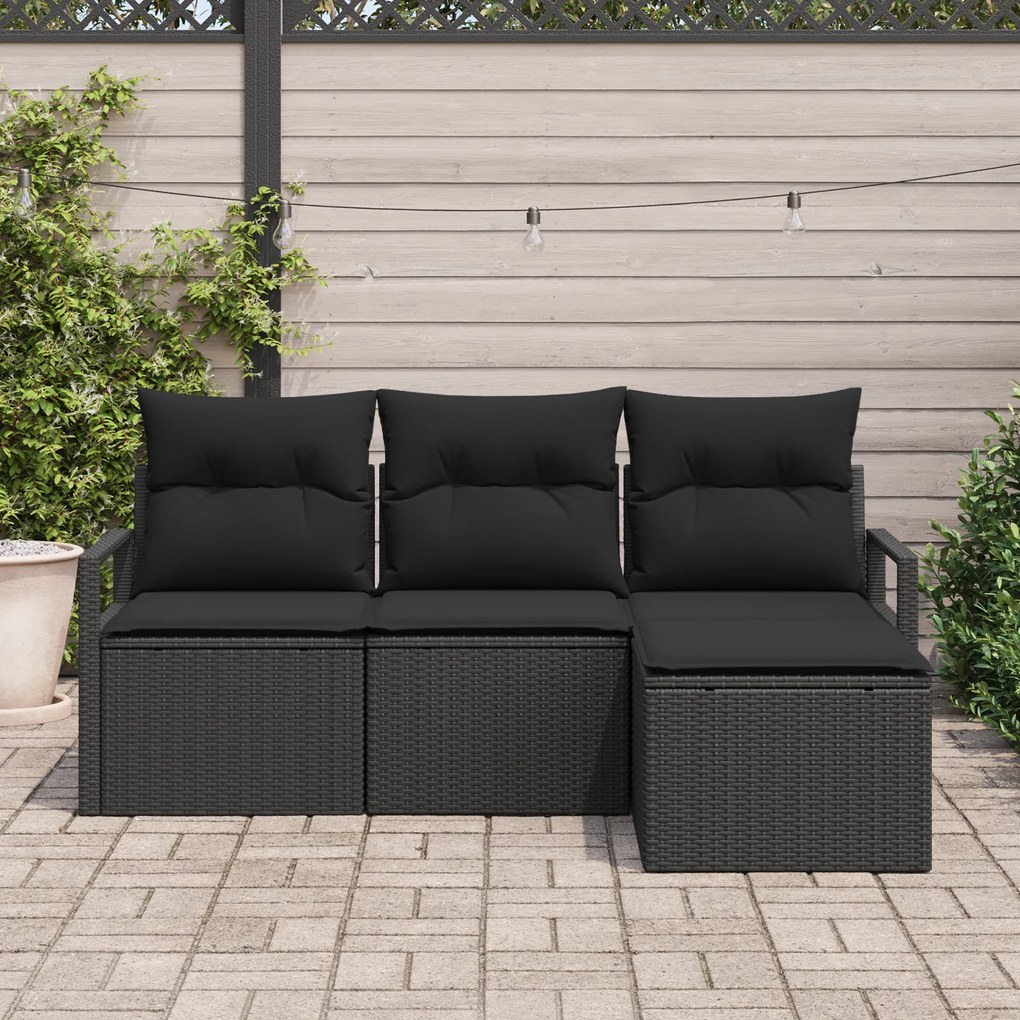 Conjunto de Sofá de Jardim vidaXL de 4 Peças com Almofadas Rattan Pret