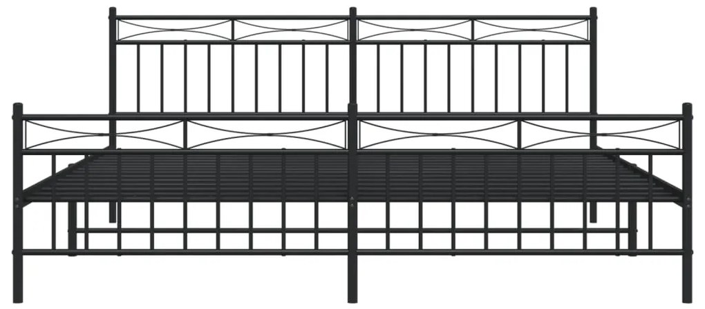 Estrutura de cama com cabeceira e pés 200x200 cm metal preto