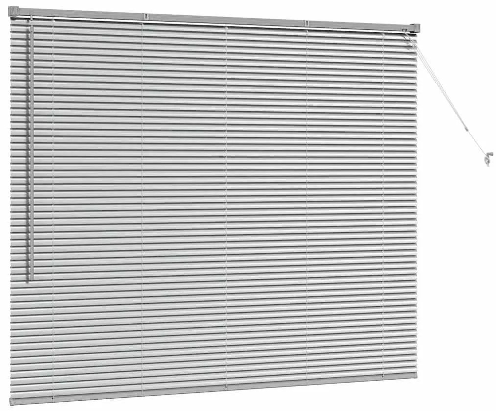 Persiana de Janela com cortinas Manual Prata 80 x 130 cm Alumínio