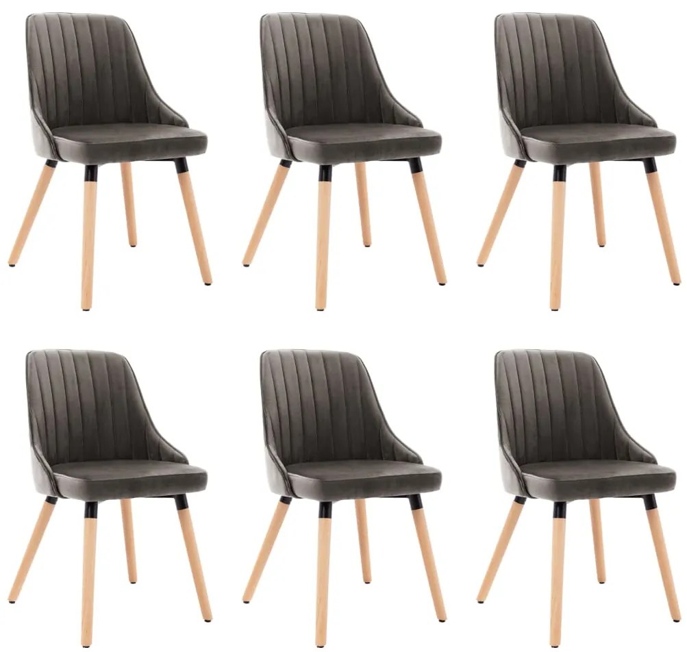 vidaXL Cadeiras de jantar 6 pcs veludo cinzento-escuro