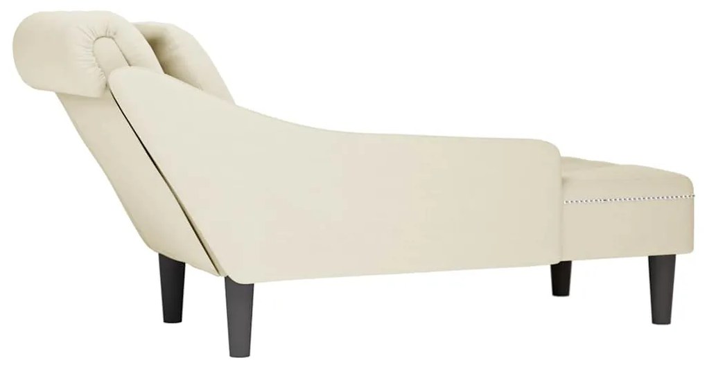 Chaise lounge c/ almofada/apoio de braços direito veludo creme