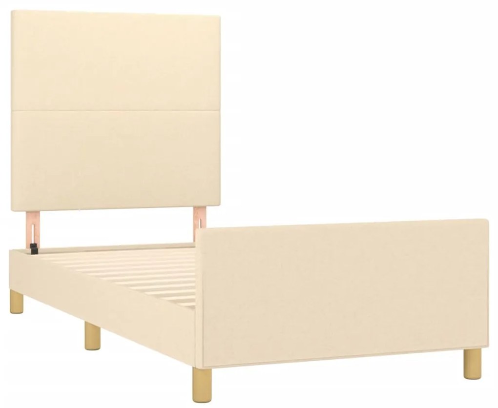 Estrutura de cama sem colchão 100x200 cm tecido cor creme