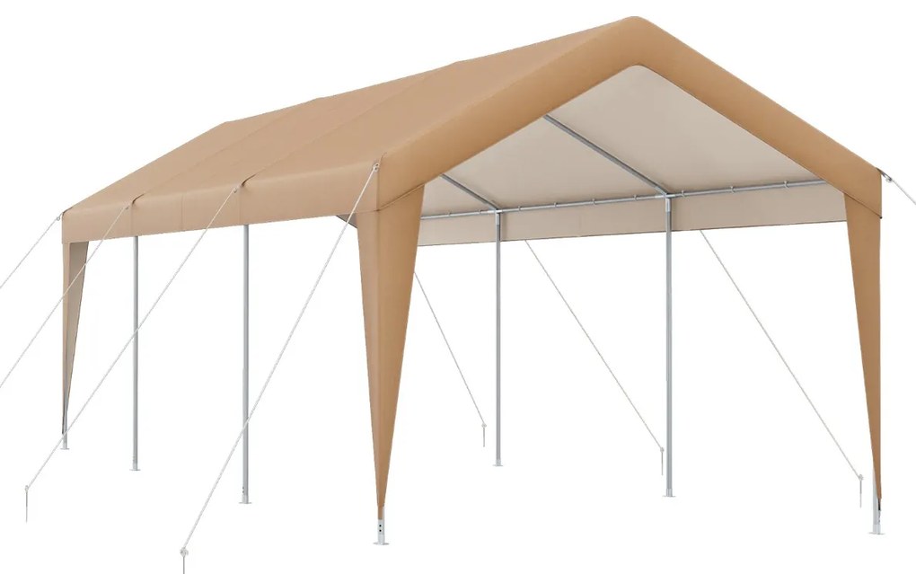 Tenda de jardim portátil para garagem carros, festas, jardim, eventos com estrutura metálica para exteriores 301 x 600 x 285 cm Amarelo