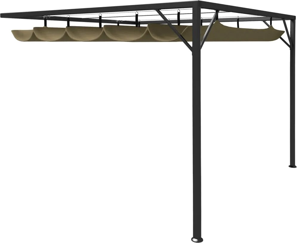 vidaXL Gazebo parede telhado retrátil 3x3 m 180 g/m² cinza-acastanhado
