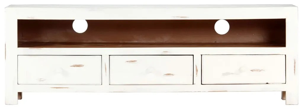 Móvel de TV 120x30x40 cm madeira de acácia maciça branco