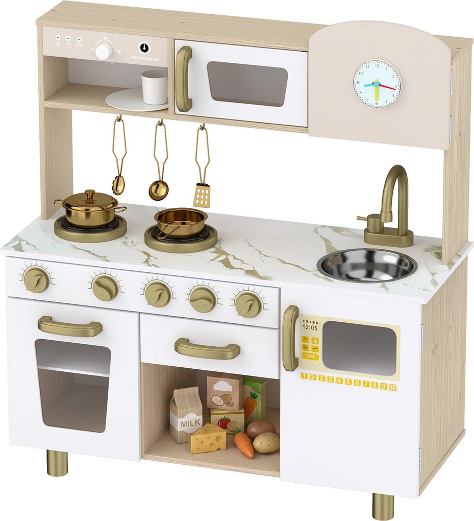 Cozinha Infantil, 74 x 29 x 81 cm, Utensílios em Aço Inoxidável, Branca
