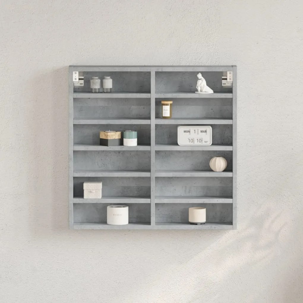 vidaXL Armário vitrine 60x8,5x58 cm derivados de madeira cinza cimento