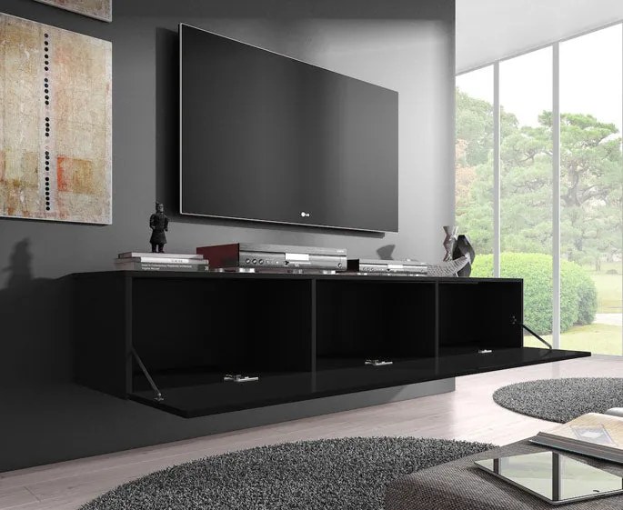 Mueble TV modelo Nerea H2 (160 cm) en negro con blanco