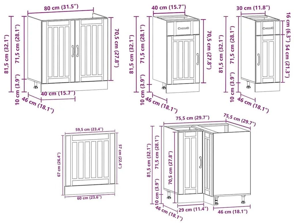 11 peças armário de cozinha conjunto Lucca branco