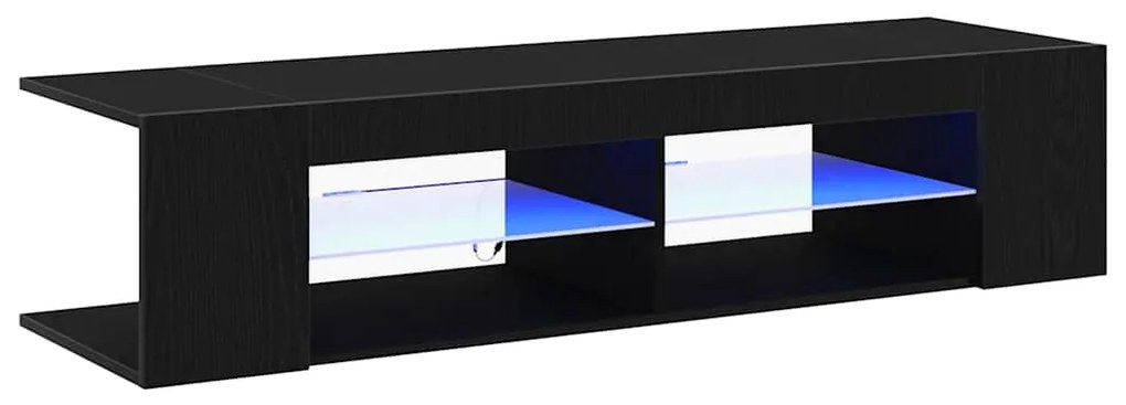 Estante de TV vidaXL com Luzes LED em Carvalho Preto 135x39x30cm em Ma