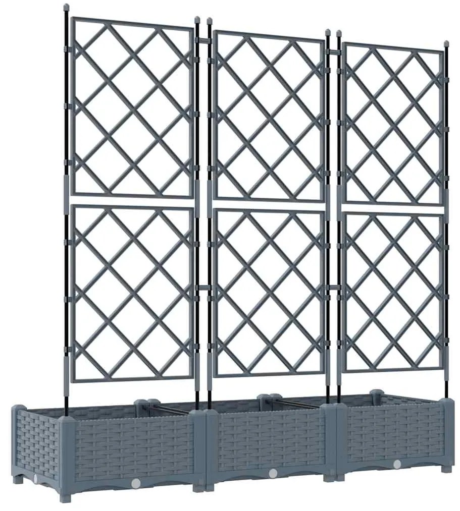 Jardineira de Jardim com Treliça 3 pcs Cinza Claro 120x40x125,5 cm