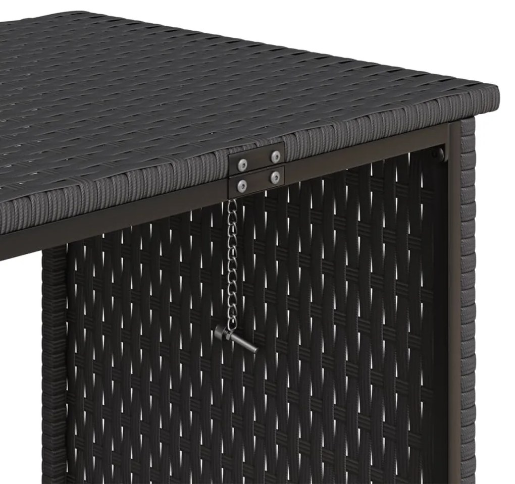 Sofá de jardim em forma de L c/ mesa e almofadões vime PE preto