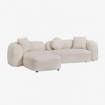 Sofá Modular Chaise Longue Esquerdo De 2 Peças Em Chenille Coco Chenille Grossa Branca - Sklum
