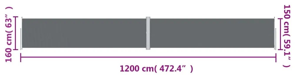 Toldo lateral retrátil 160x1200 cm antracite