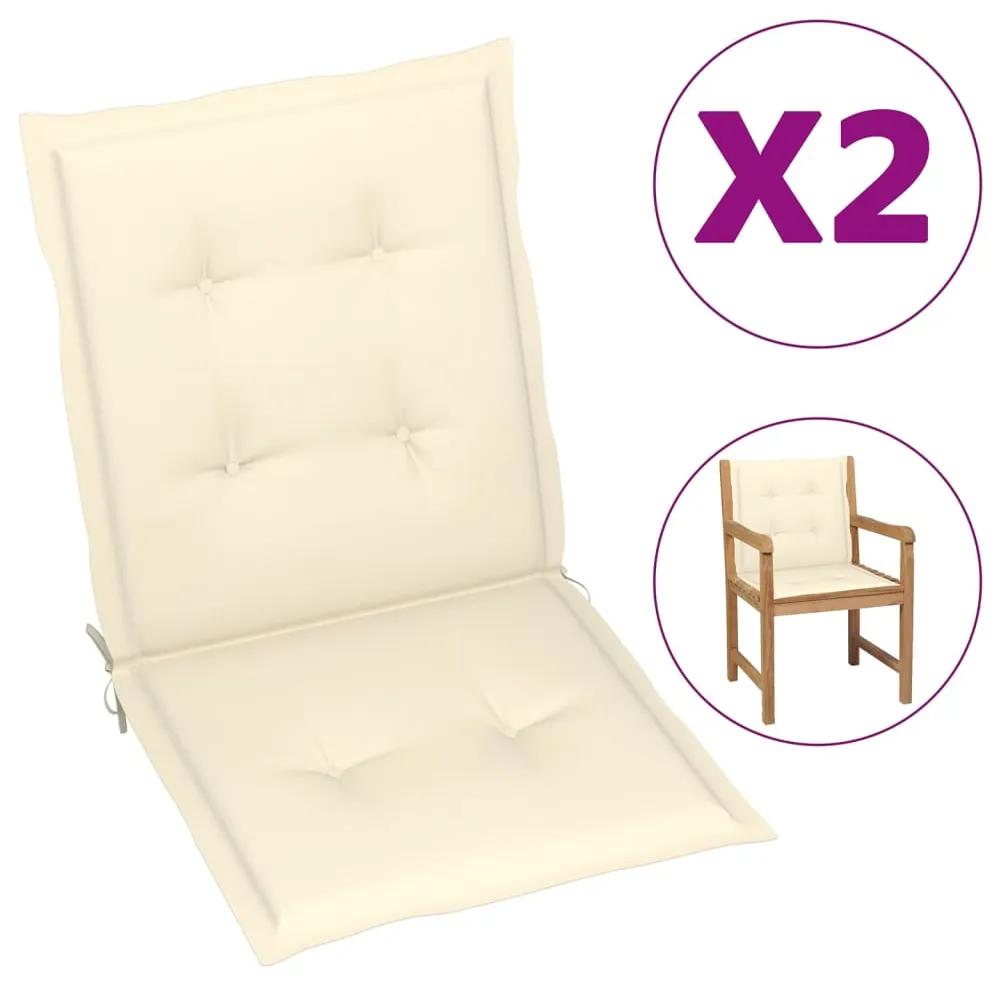 47552 vidaXL Almofadões para cadeiras de jardim 2 pcs 100x50x3 cm creme