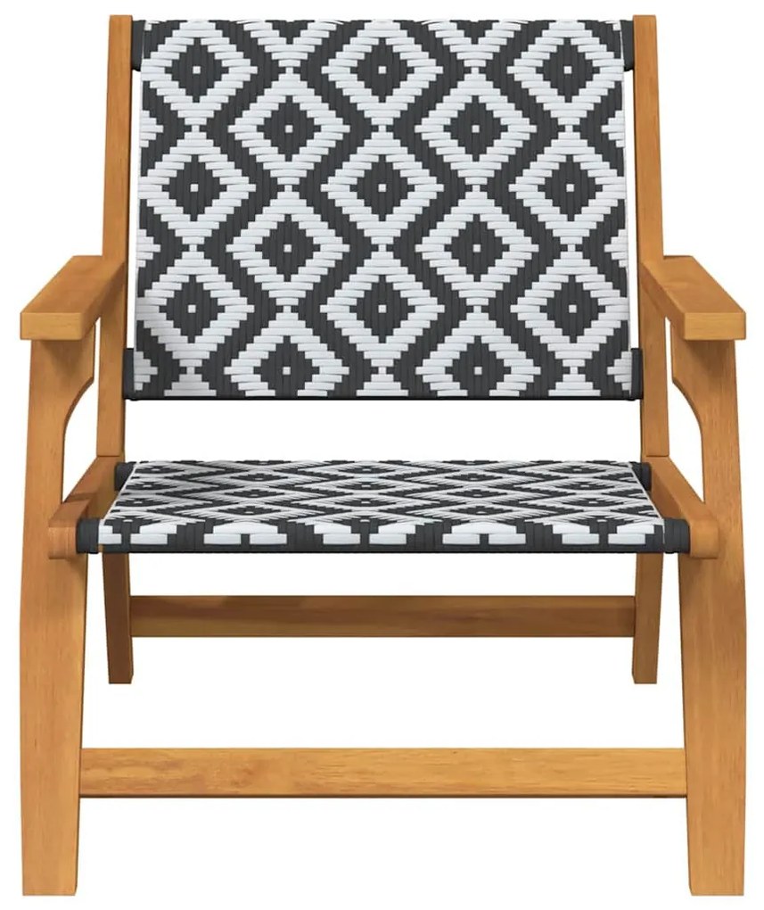 Cadeiras de Jardim 2 pcs Preto e Branco 76x67x73 cm Madeira Sólida de