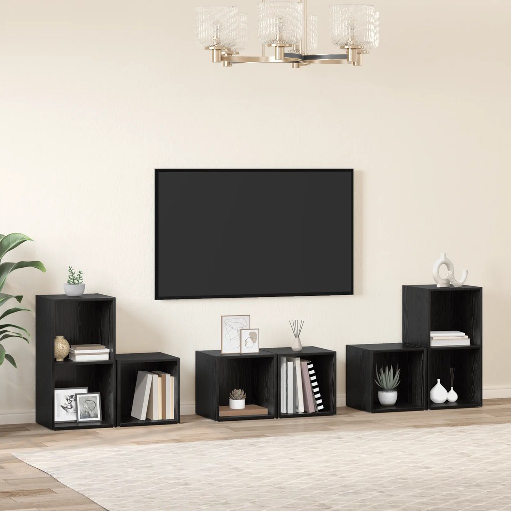 vidaXL Conjunto de Estantes para TV 6 pcs Carvalho Preto