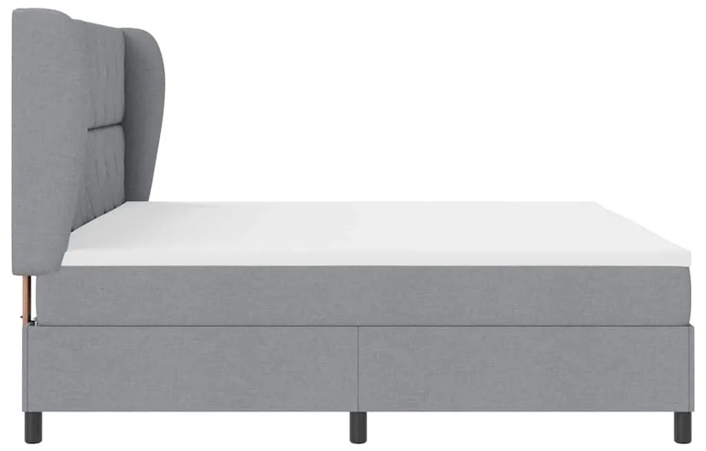 Cama Box com Colchão - Cinza Claro, 200x200 cm Tecido